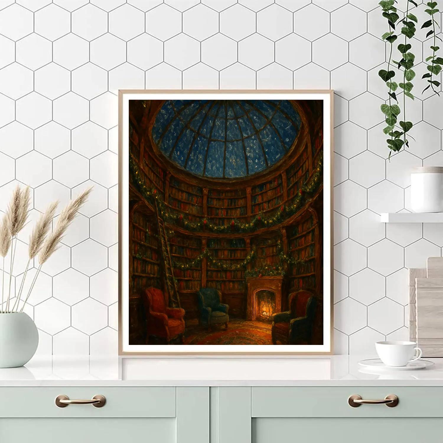 Gilded Snow Globe Library Hall paint by numbers