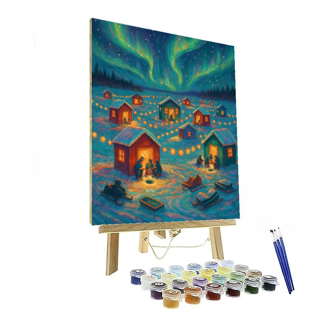 Northern Lights Ice Fishing Festival Number painting