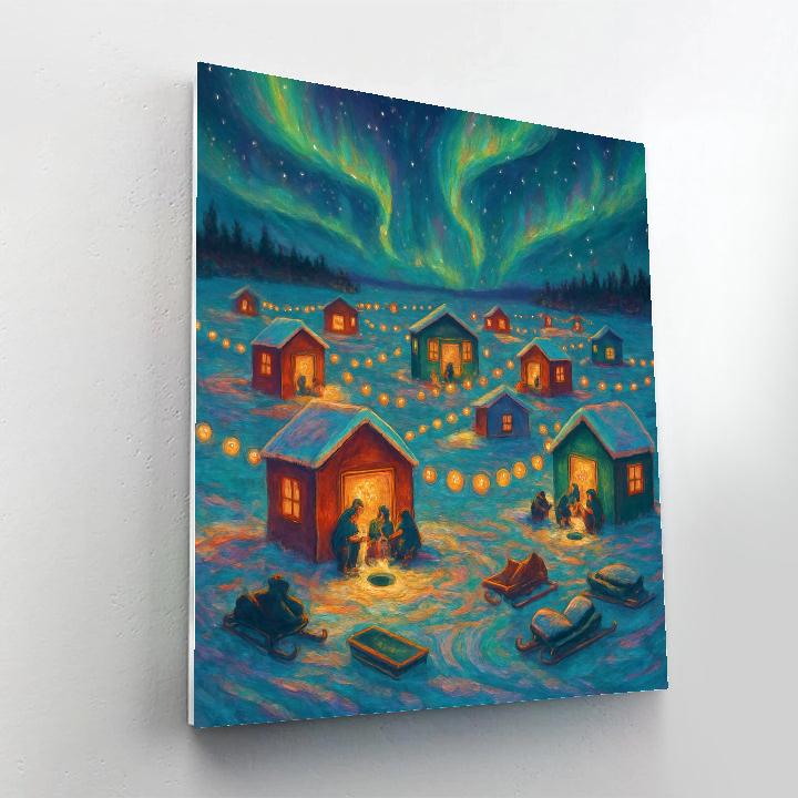 Northern Lights Ice Fishing Festival Number painting