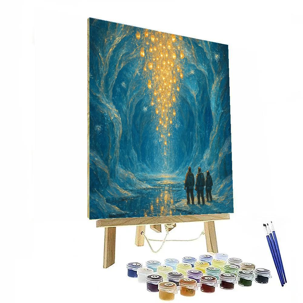 Frozen Lantern Waterfall In The Glacial Cave DIY paint by numbers