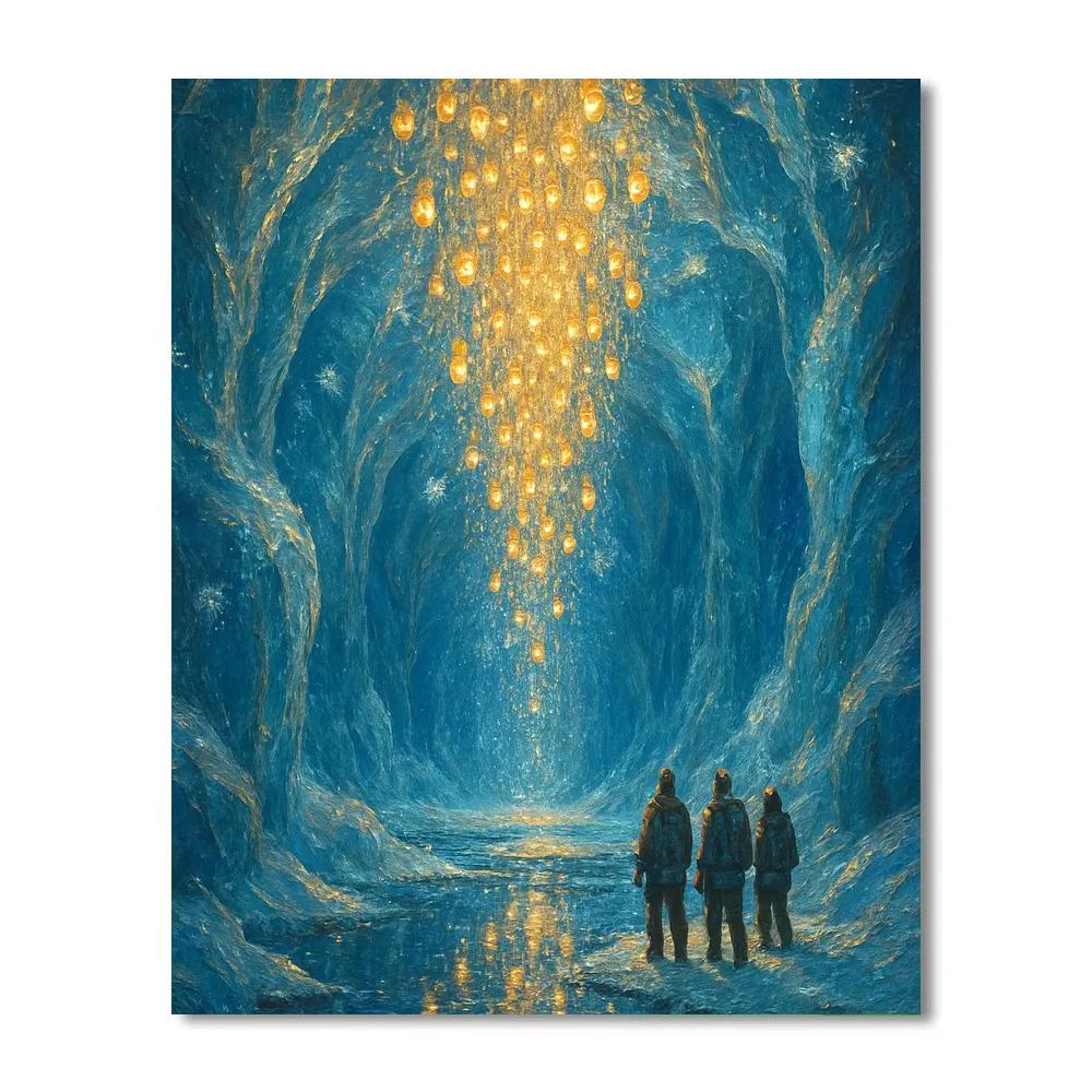Frozen Lantern Waterfall In The Glacial Cave DIY paint by numbers