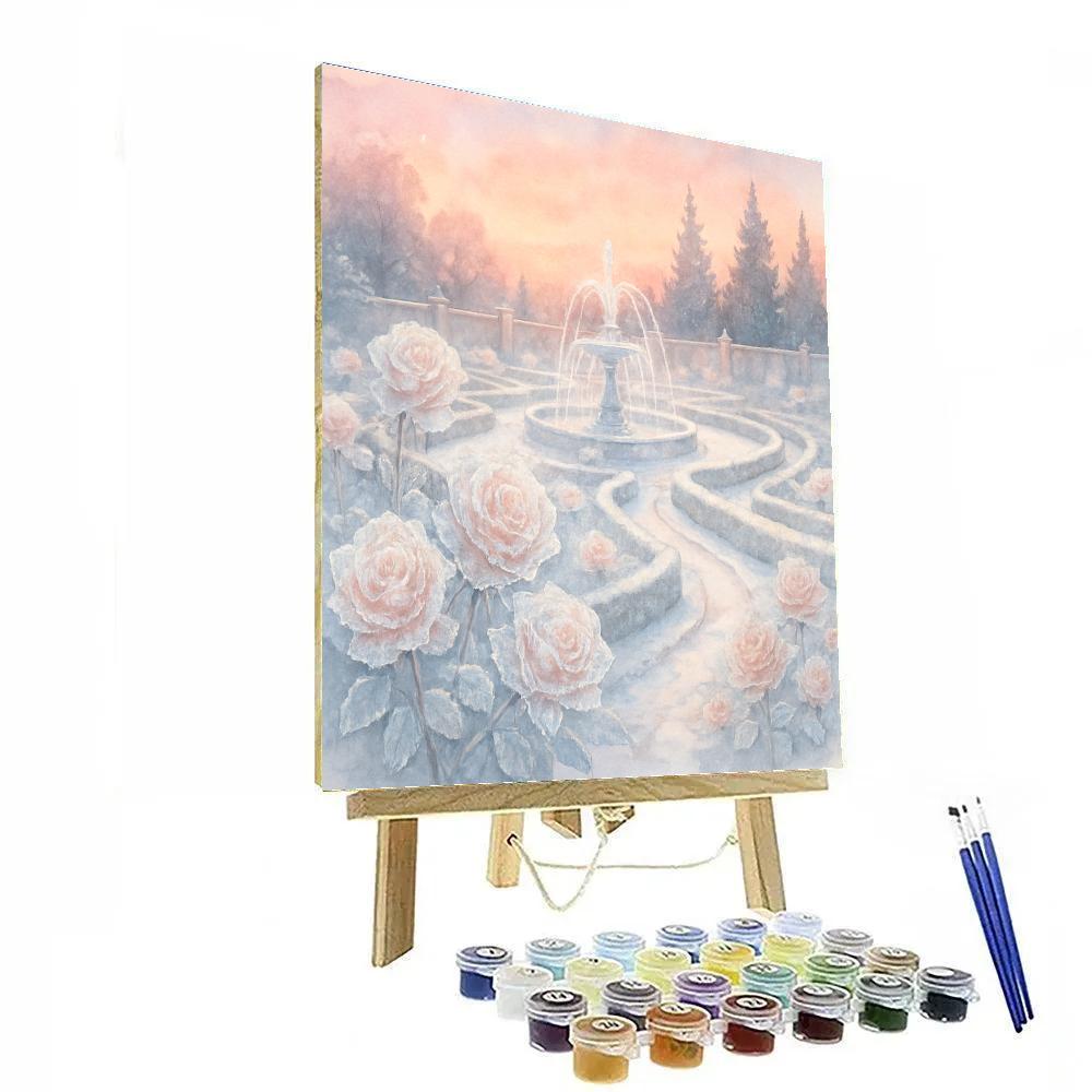 Icy Rose Garden At Winter Sunrise Painting by numbers kit