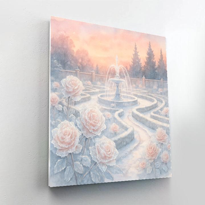 Icy Rose Garden At Winter Sunrise Painting by numbers kit