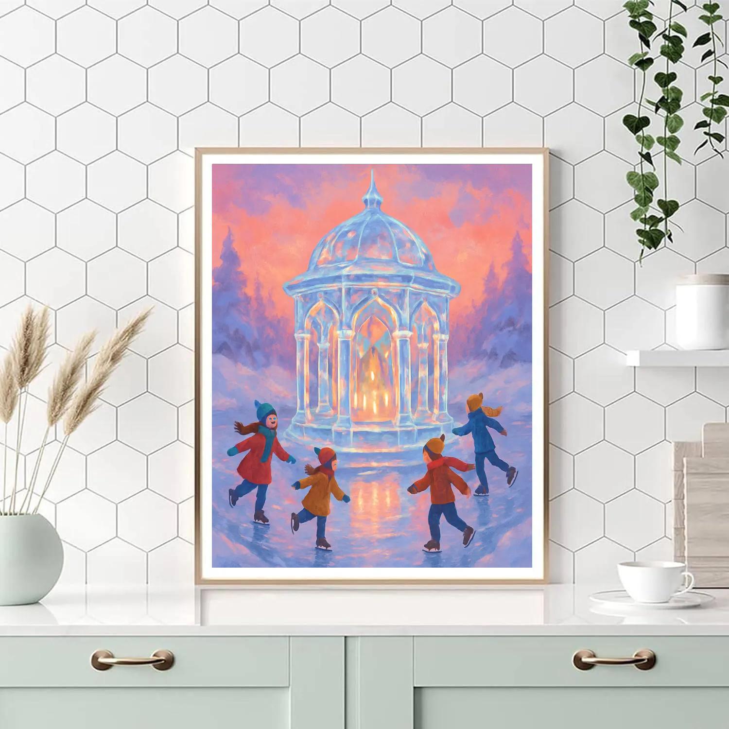 Ice Crystal Gazebo On The Frozen River Number painting