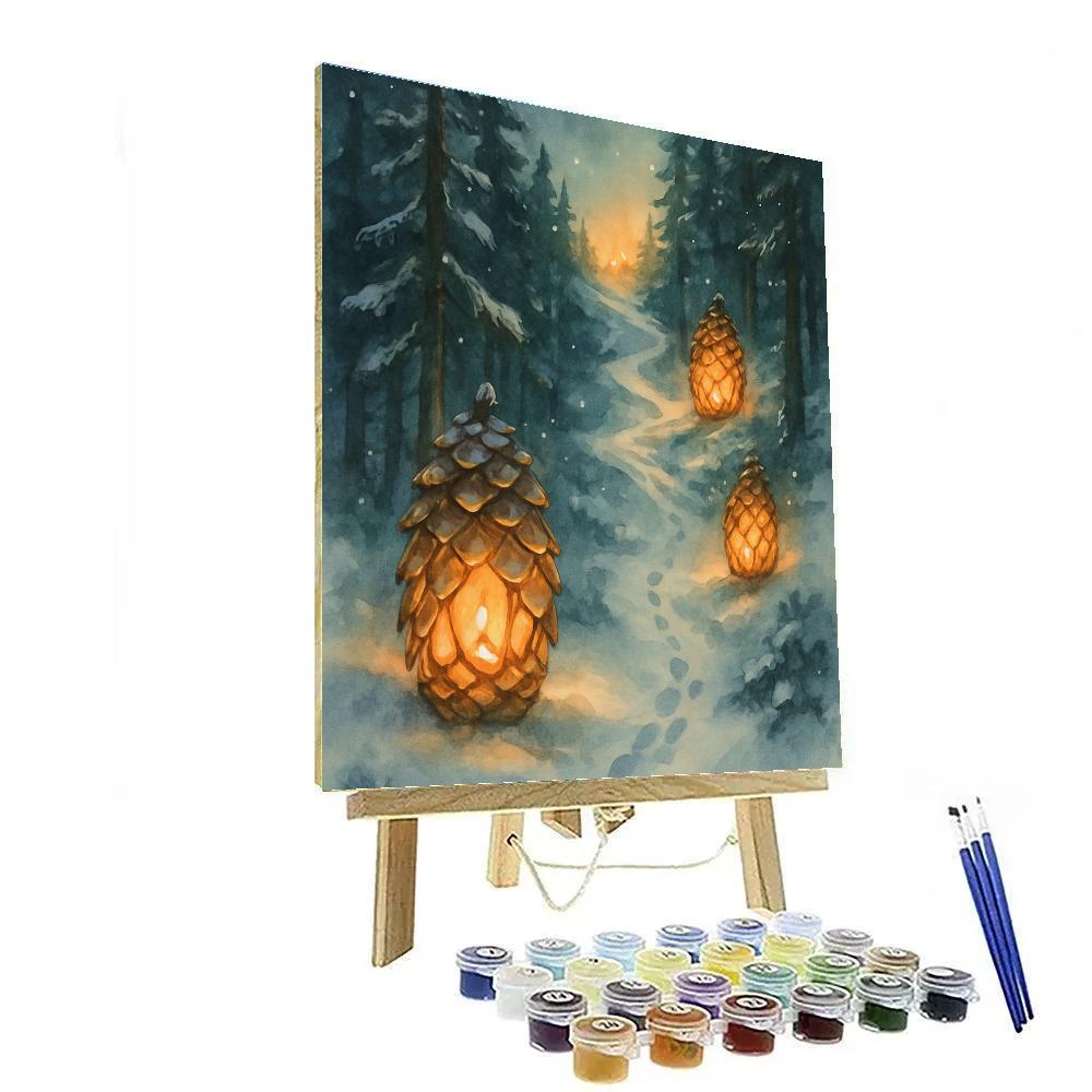 Midnight Pinecone Lantern Path painting number kit
