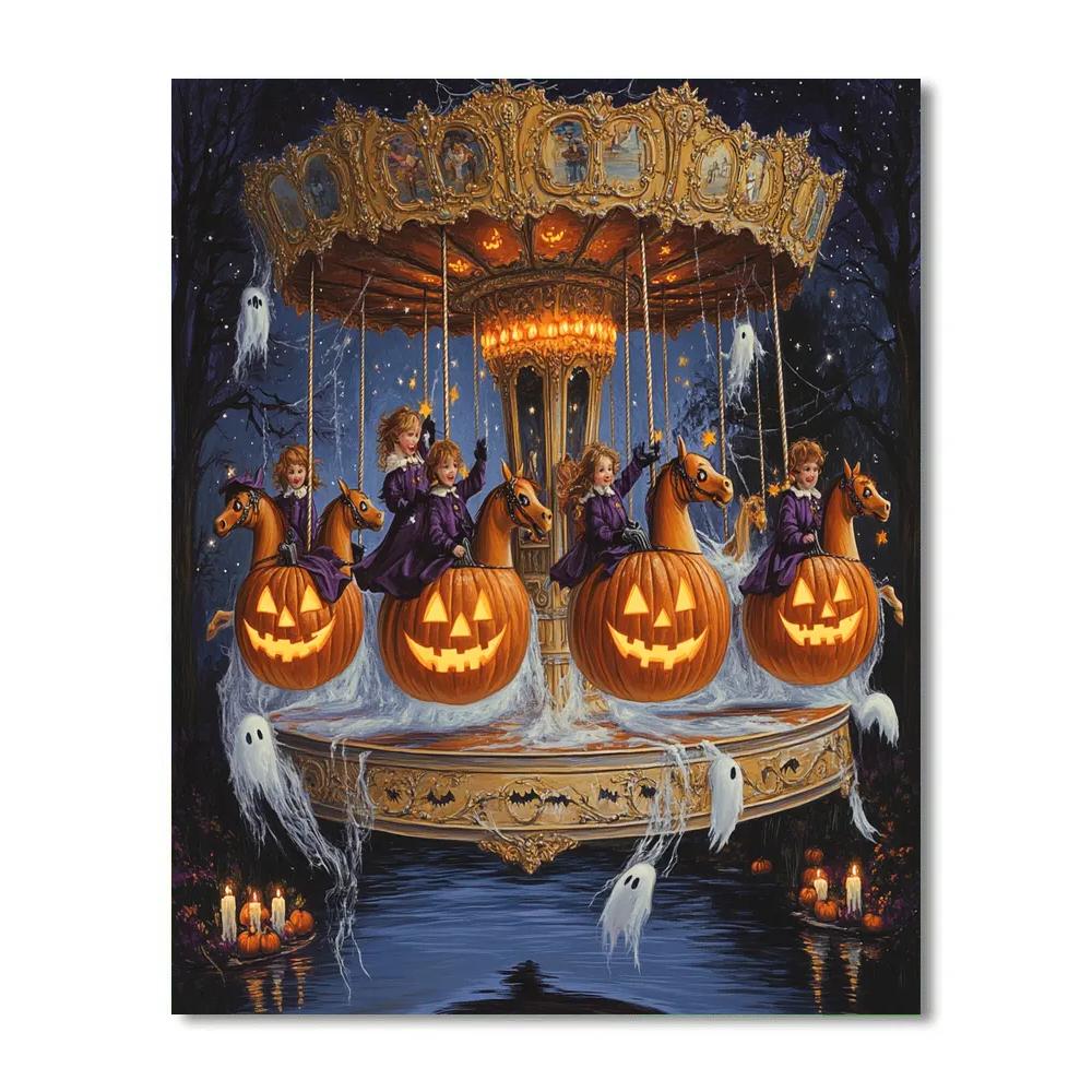 Carousel Of Jack O Lantern Dreams Spooky paint by number