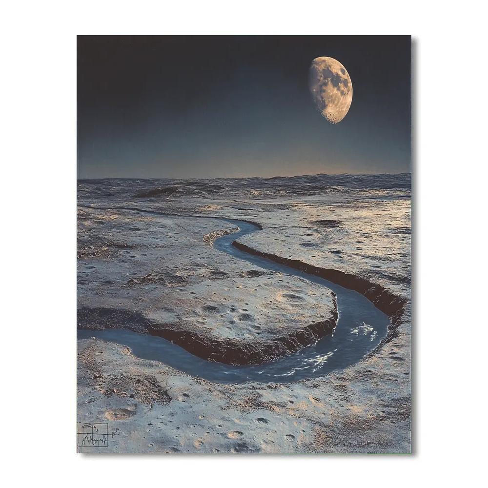 Leonardo Da Vinci Inspired Lunar Rivers paint by number