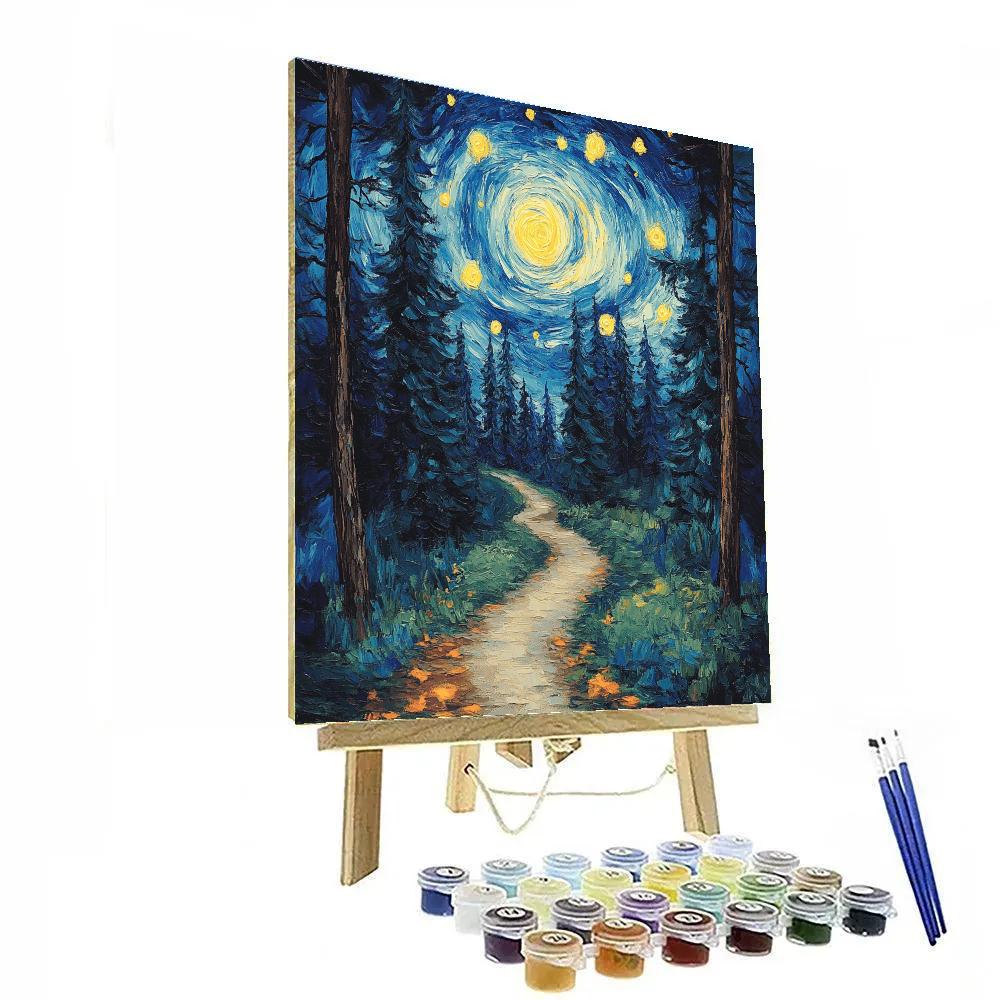 Van Gogh Inspired Starry Forest Path Numbered painting kits