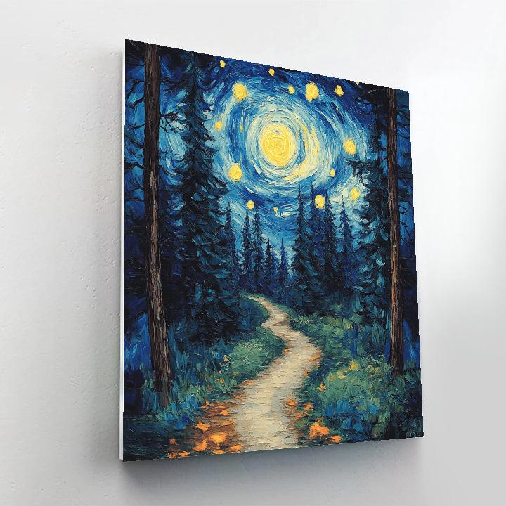 Van Gogh Inspired Starry Forest Path Numbered painting kits
