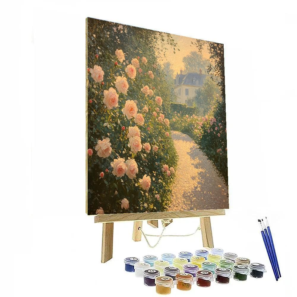 Monet Inspired Morning Garden Roses Paint by numbers art
