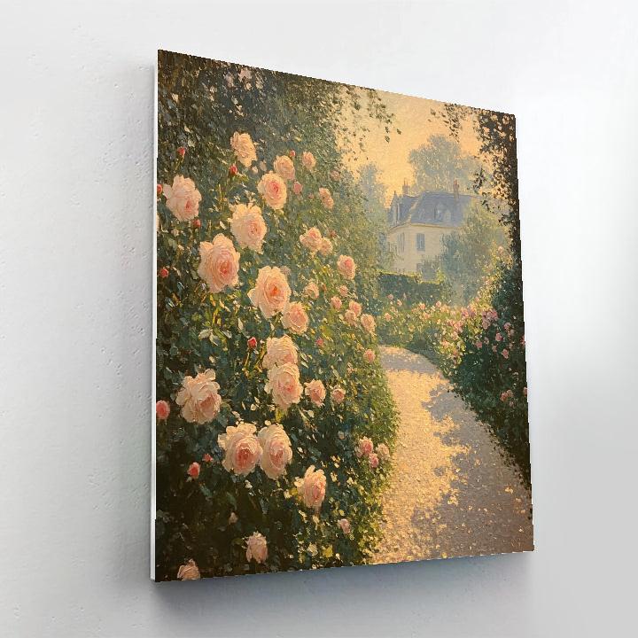 Monet Inspired Morning Garden Roses Paint by numbers art