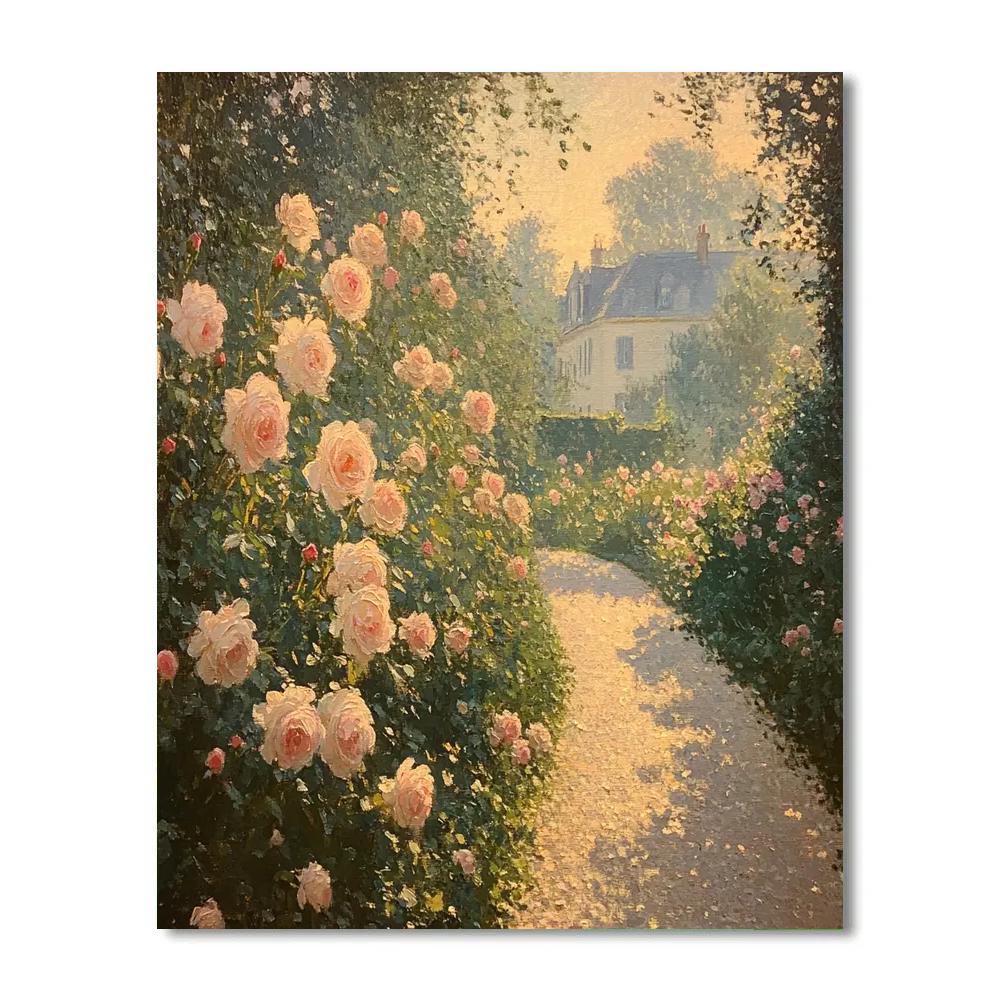 Monet Inspired Morning Garden Roses Paint by numbers art