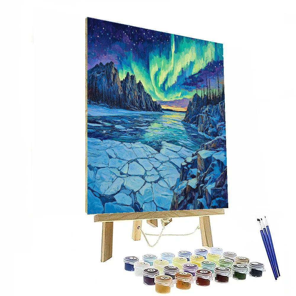 A.Y. Jackson Inspired Aurora Over Arctic Shield DIY paint by numbers