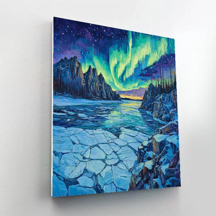 A.Y. Jackson Inspired Aurora Over Arctic Shield DIY paint by numbers