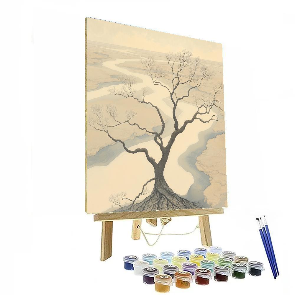 Leonardo Da Vinci Inspired River Delta Geometry paint by number