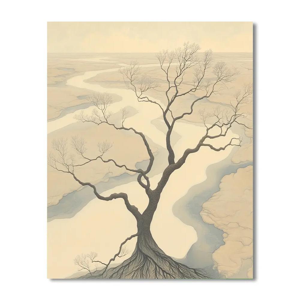 Leonardo Da Vinci Inspired River Delta Geometry paint by number