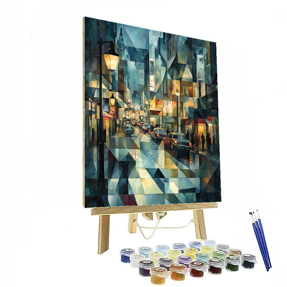 Picasso Inspired Cubist Citylights paint by color