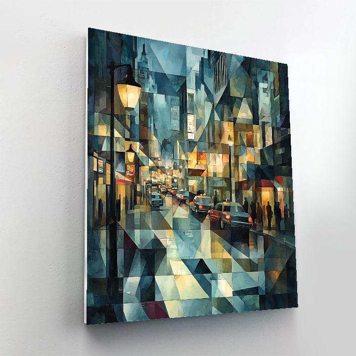Picasso Inspired Cubist Citylights paint by color
