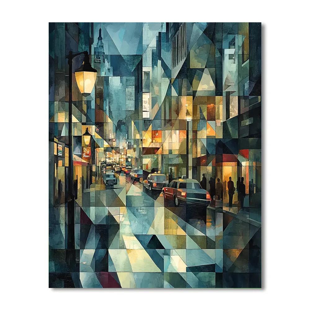 Picasso Inspired Cubist Citylights paint by color