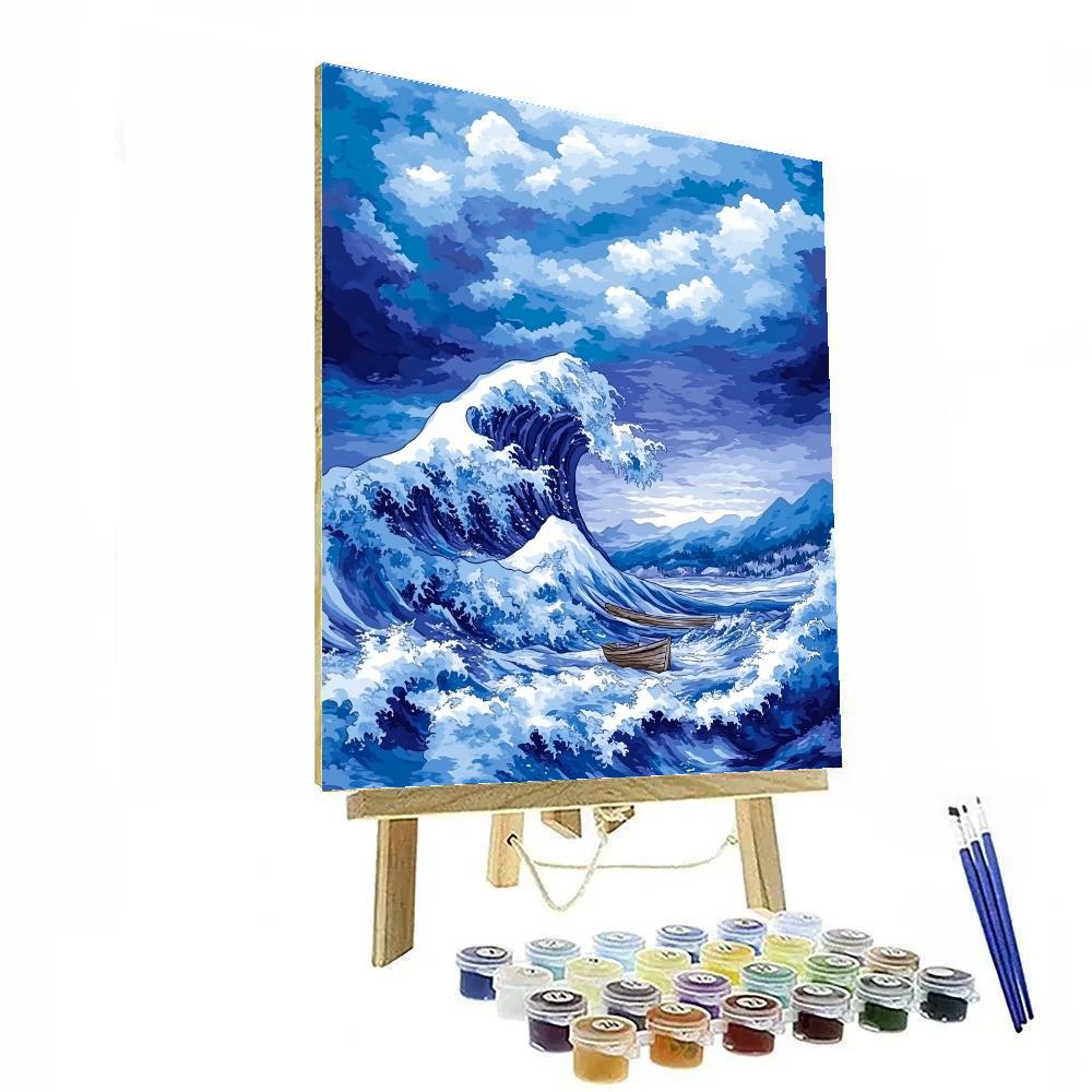 Hokusai Inspired Thunderstorm Over Sea DIY paint by numbers