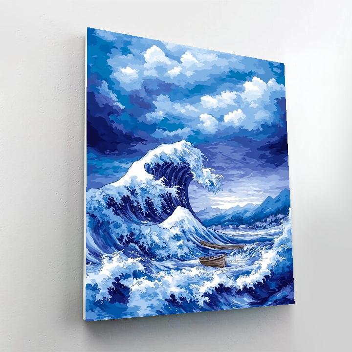 Hokusai Inspired Thunderstorm Over Sea DIY paint by numbers
