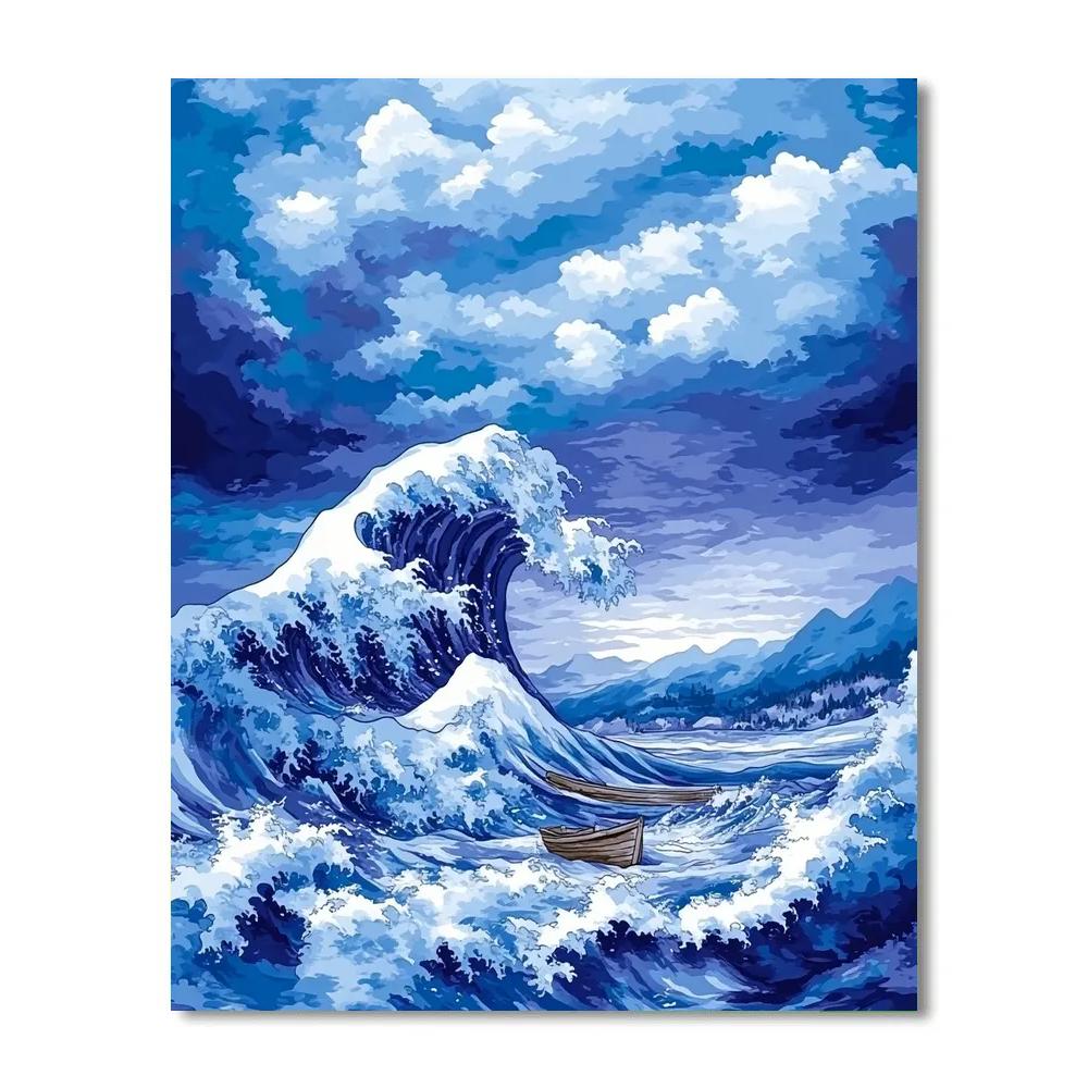 Hokusai Inspired Thunderstorm Over Sea DIY paint by numbers