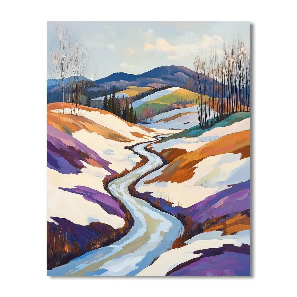 A.Y. Jackson Inspired Spring Thaw In Quebec Hills painting number kit