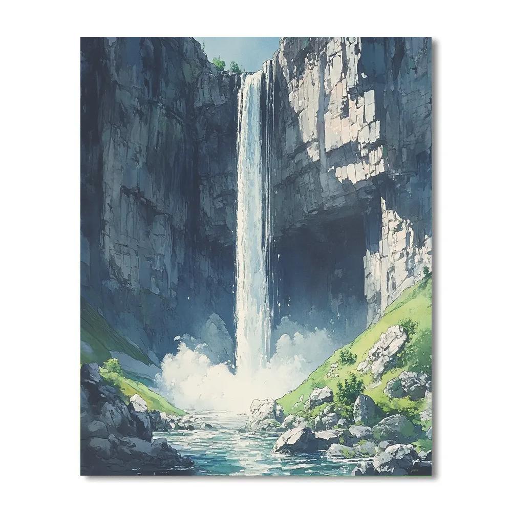 Leonardo Da Vinci Inspired Silent Waterfall paint by color