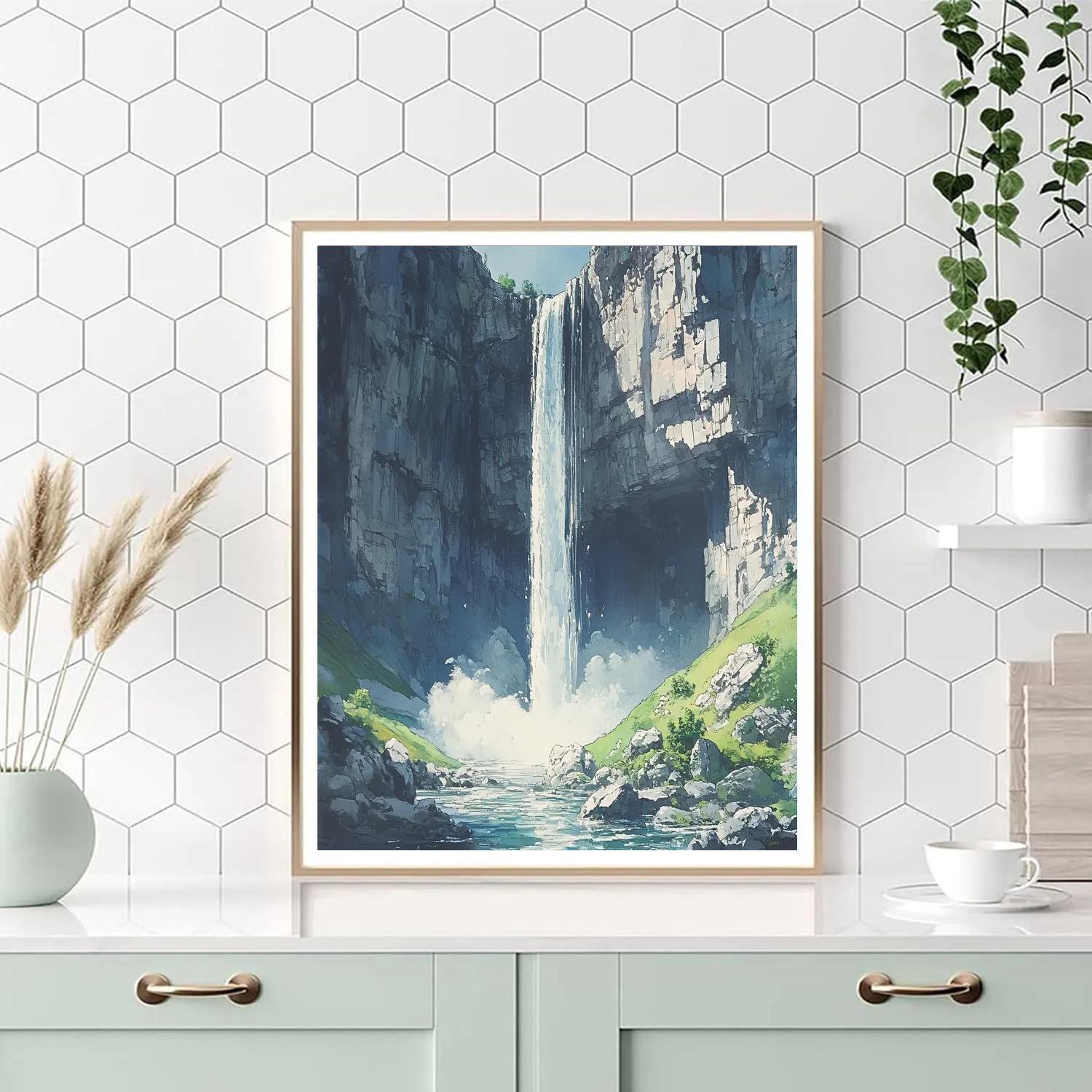 Leonardo Da Vinci Inspired Silent Waterfall paint by color