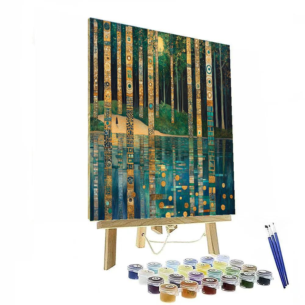 Gustav Klimt Inspired Golden Forest Lake Paint by numbers kits