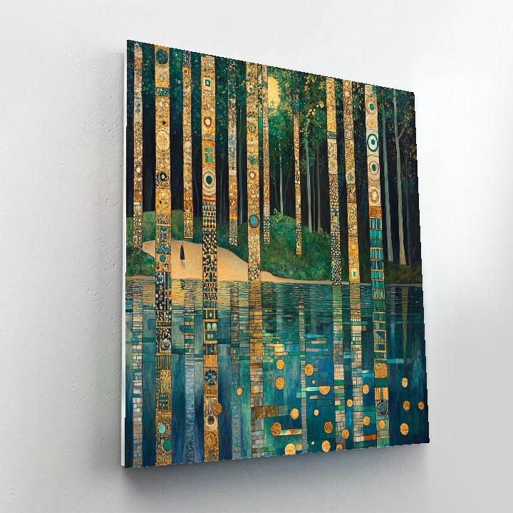 Gustav Klimt Inspired Golden Forest Lake Paint by numbers kits