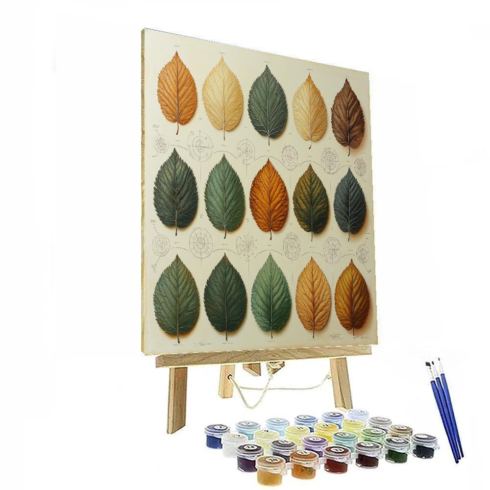 Leonardo Da Vinci Inspired Harmonic Leaf Patterns DIY paint by numbers