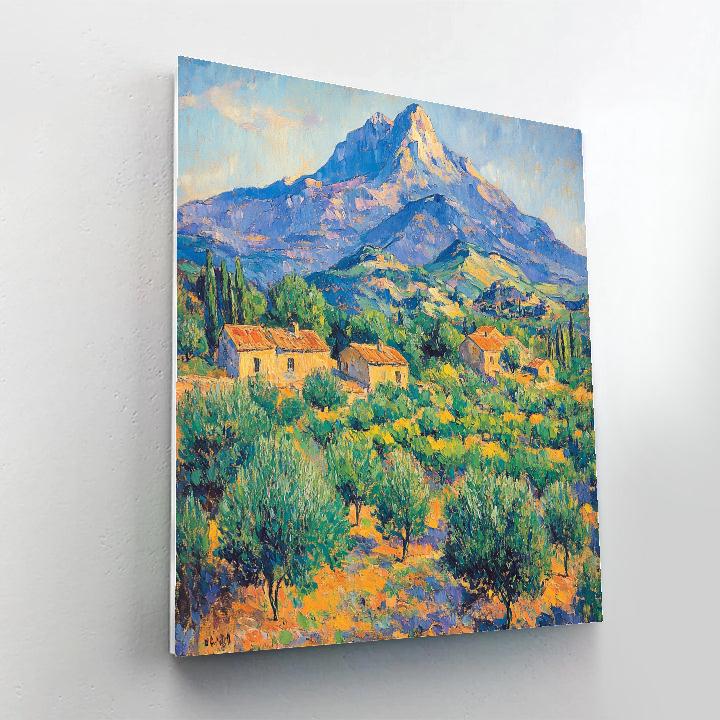 Cezanne Inspired Mountain Landscape Stillness paint by number