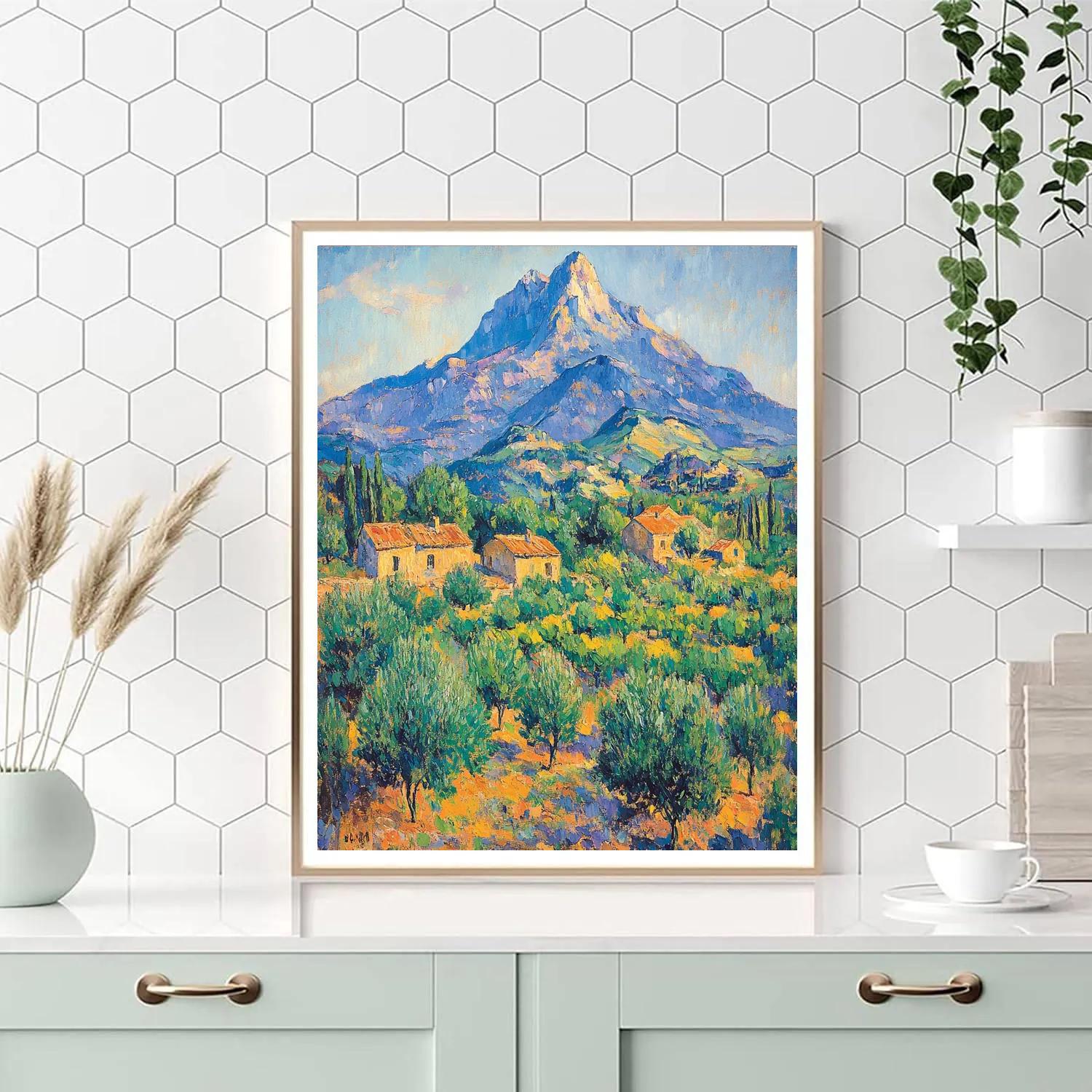 Cezanne Inspired Mountain Landscape Stillness paint by number