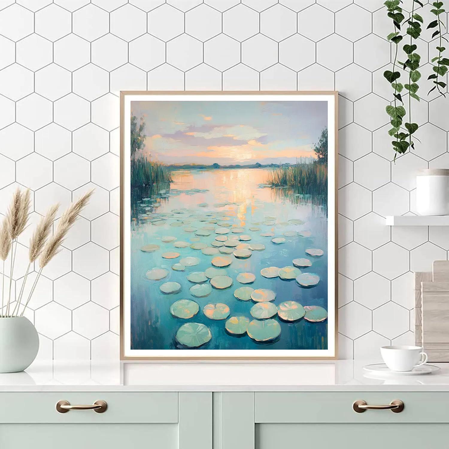 Claude Monet Inspired Dawn Waterlilies Reverie paint by color