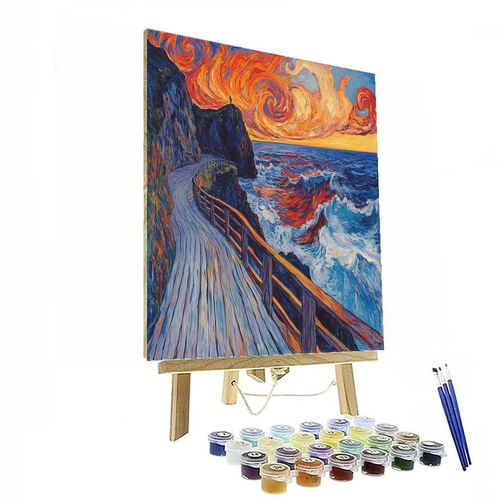 Edvard Munch Inspired Stormy Seaside Emotions Numbered painting kits