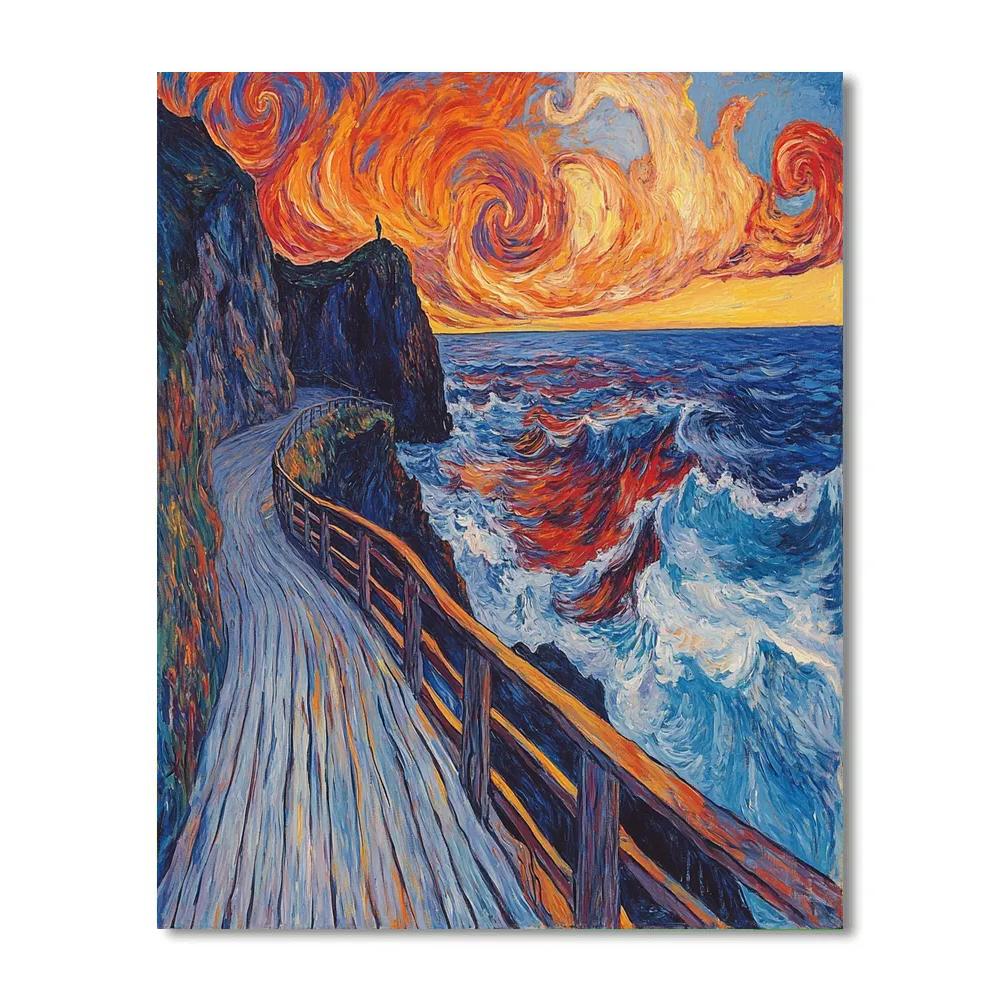 Edvard Munch Inspired Stormy Seaside Emotions Numbered painting kits
