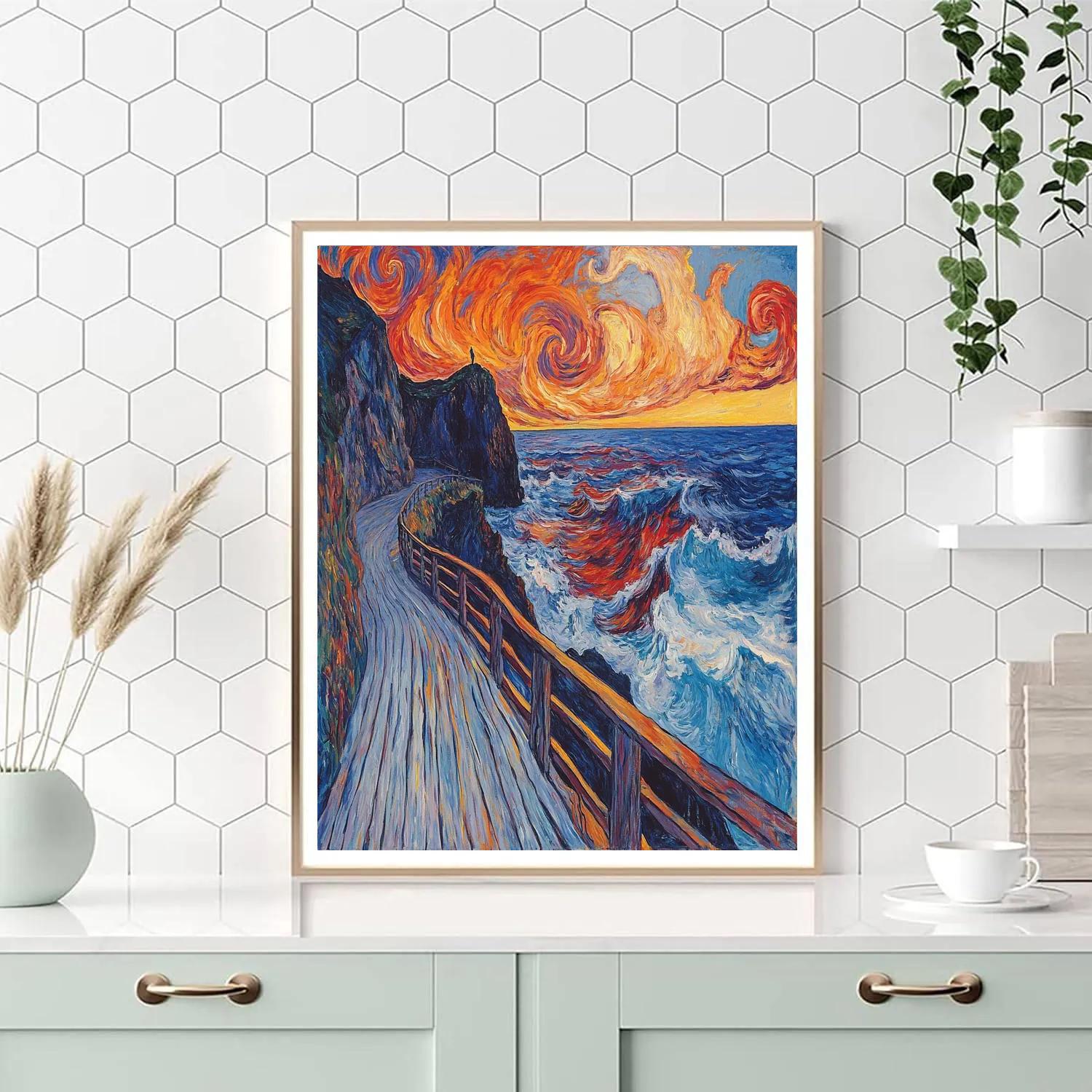 Edvard Munch Inspired Stormy Seaside Emotions Numbered painting kits