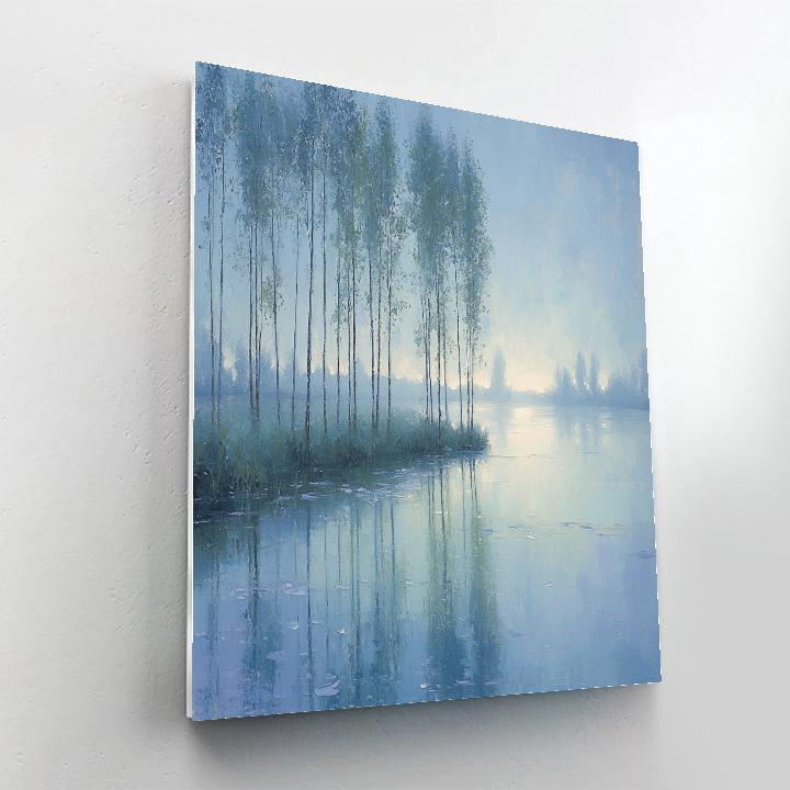 Claude Monet Inspired Misty Riverbank Poplars Numbered painting kits