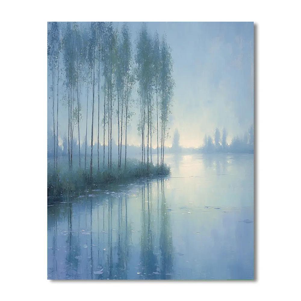 Claude Monet Inspired Misty Riverbank Poplars Numbered painting kits
