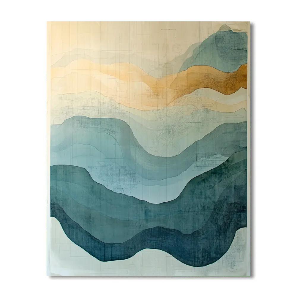 Leonardo Da Vinci Inspired Abstract Ocean Currents paint by number