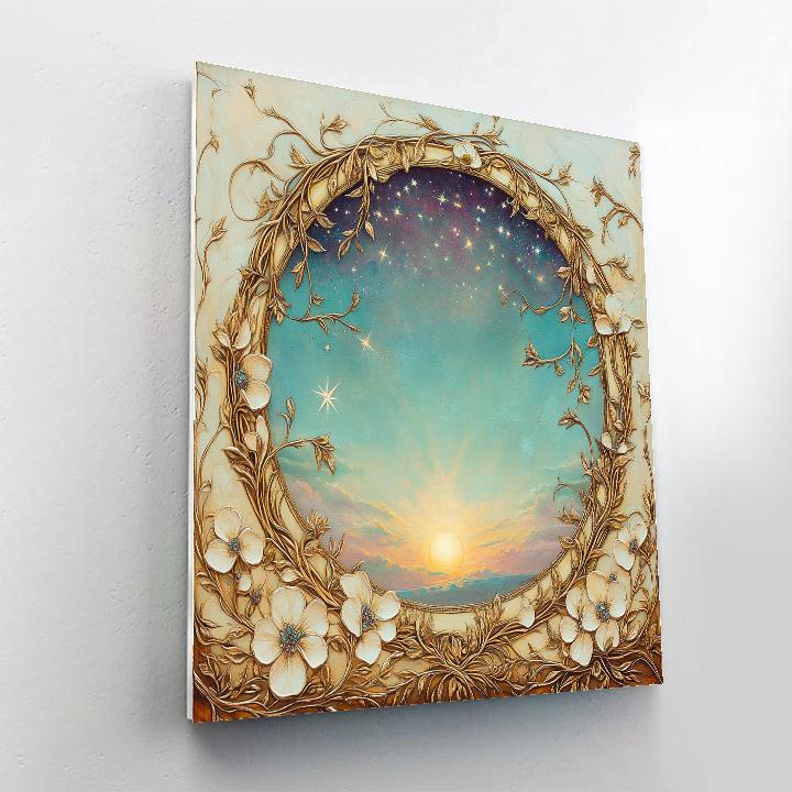 Alphonse Mucha Inspired Celestial Floral Eclipse painting number kit