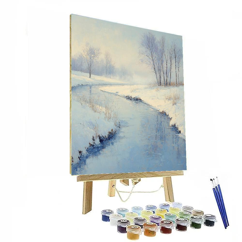 Claude Monet Inspired Winter River Haze paint by number