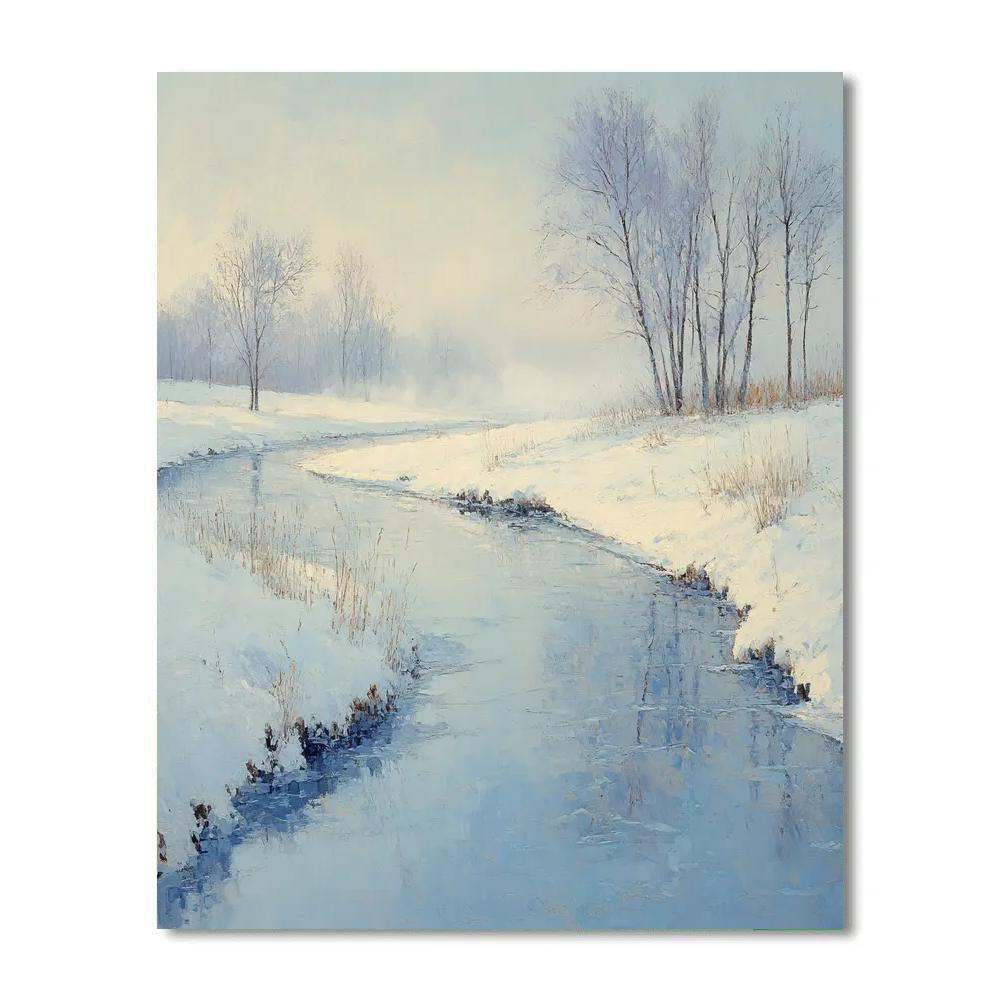 Claude Monet Inspired Winter River Haze paint by number