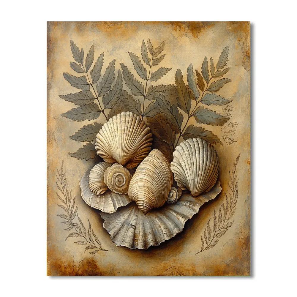 Leonardo Da Vinci Inspired Fossil Echoes paint by color