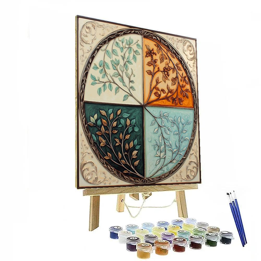 Alphonse Mucha Inspired Seasons Of The Enchanted Orchard paint by number