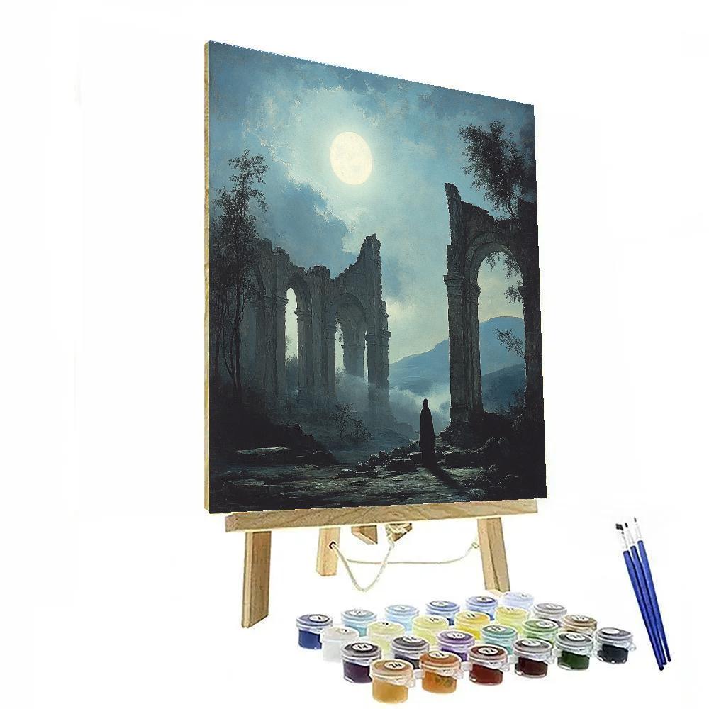 Caspar David Friedrich Inspired Moonlit Ruins paint by number