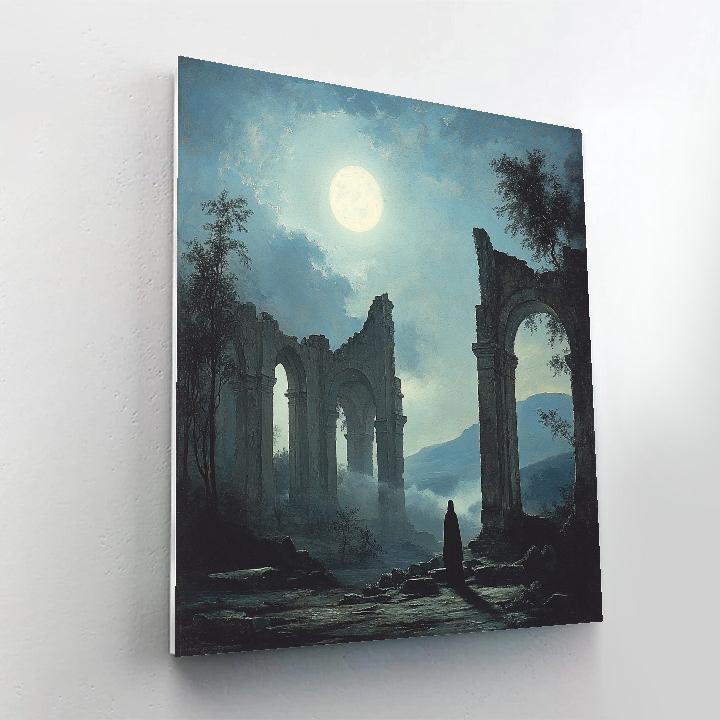 Caspar David Friedrich Inspired Moonlit Ruins paint by number
