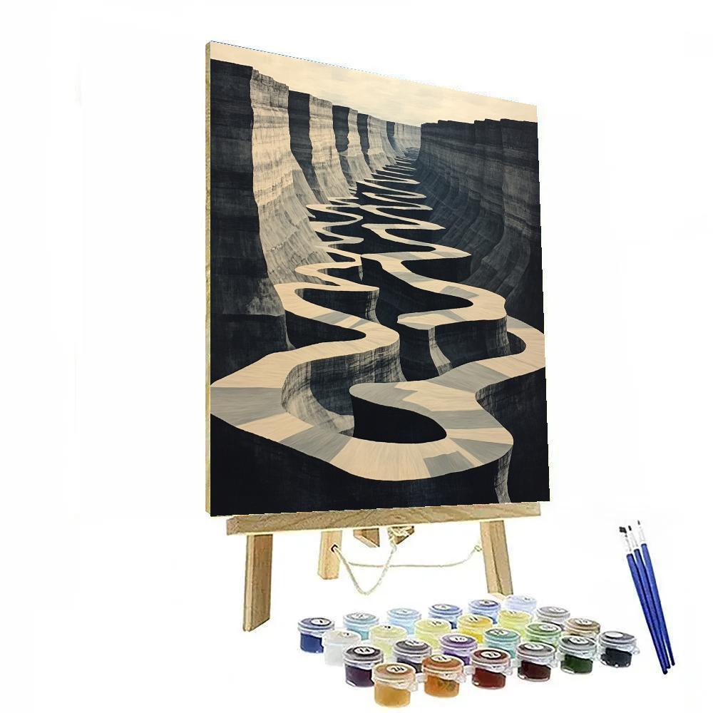M.C. Escher Inspired Fractal Labyrinth Canyon paint by number