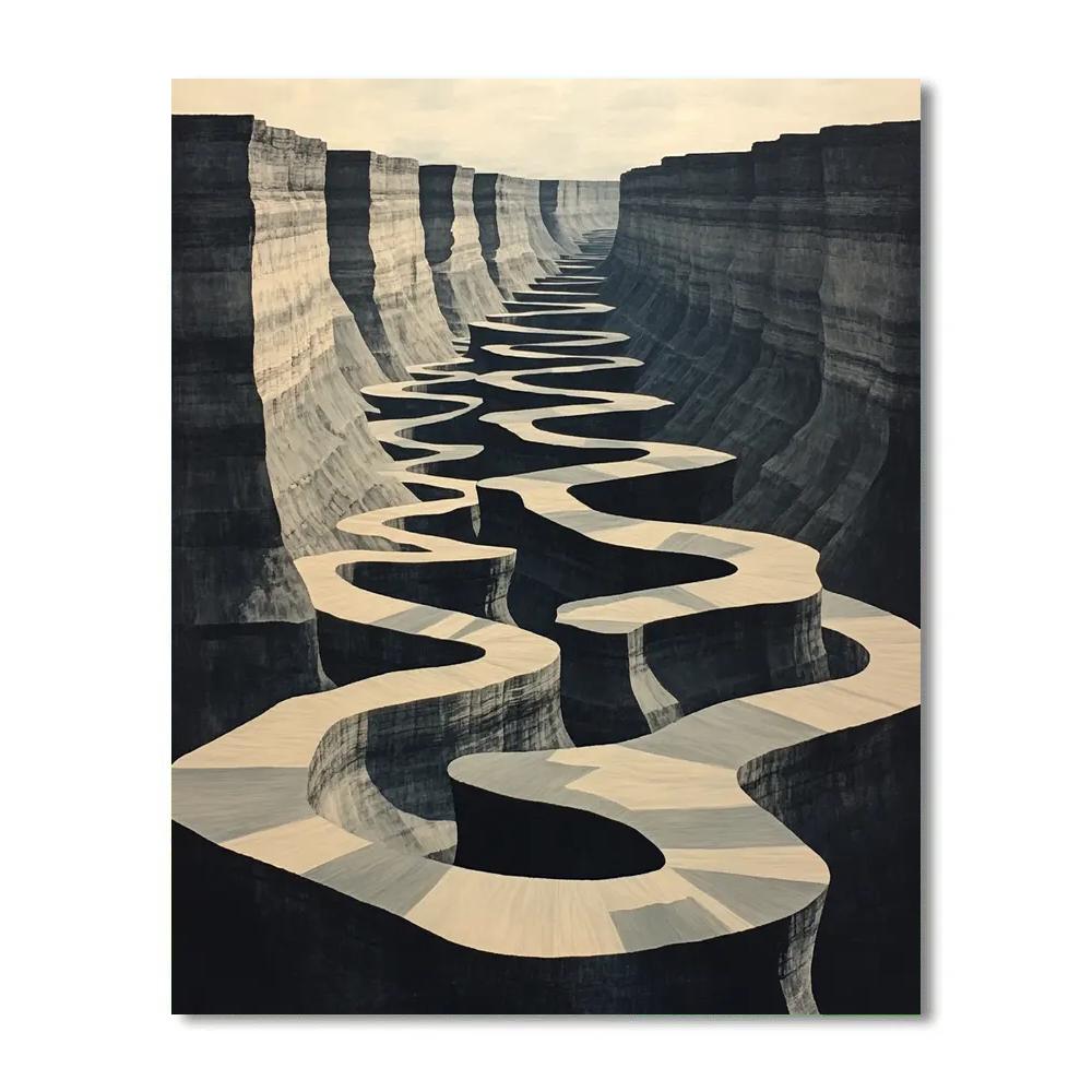 M.C. Escher Inspired Fractal Labyrinth Canyon paint by number